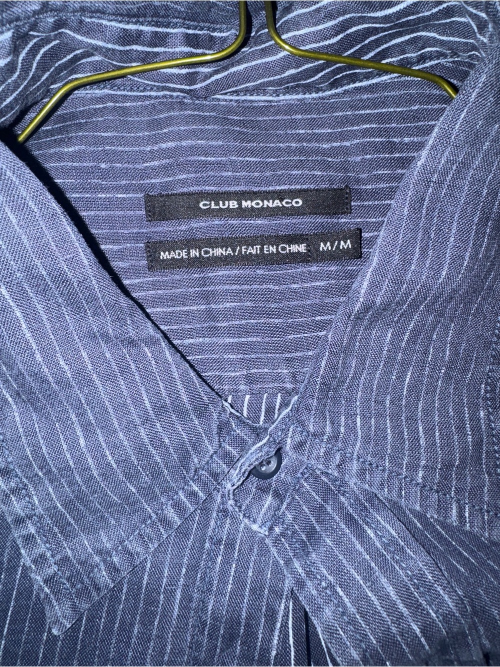 Club Monaco 100% Linen Blue Pinstripe Button-Up Shirt - Picture 2 of 5